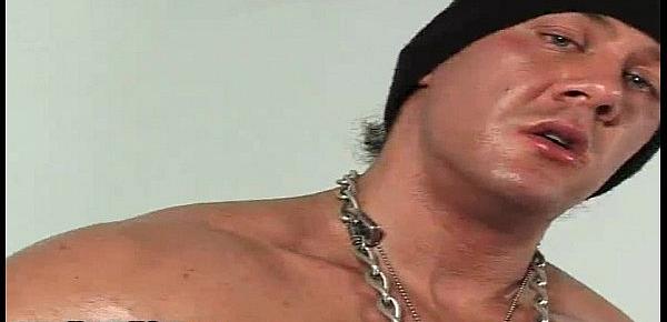  Muscled gay hunk Rob Diesel jerking gay sex